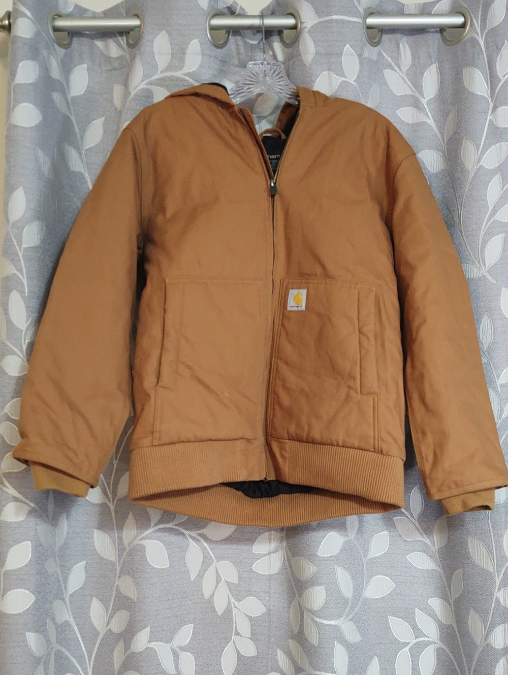 Carhartt Tan Hooded Work Puffer Jacket size L